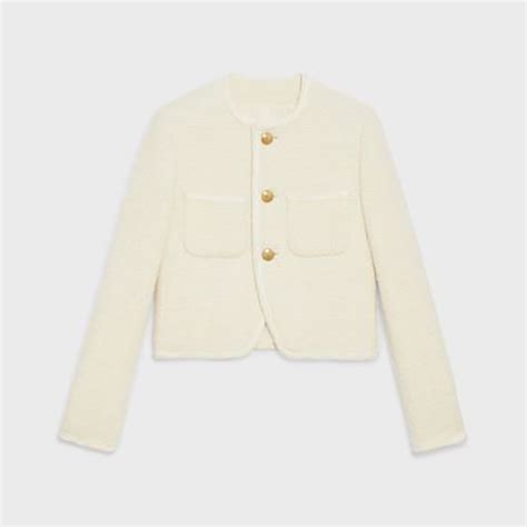 celine white tweed jacket|authentic celine jackets.